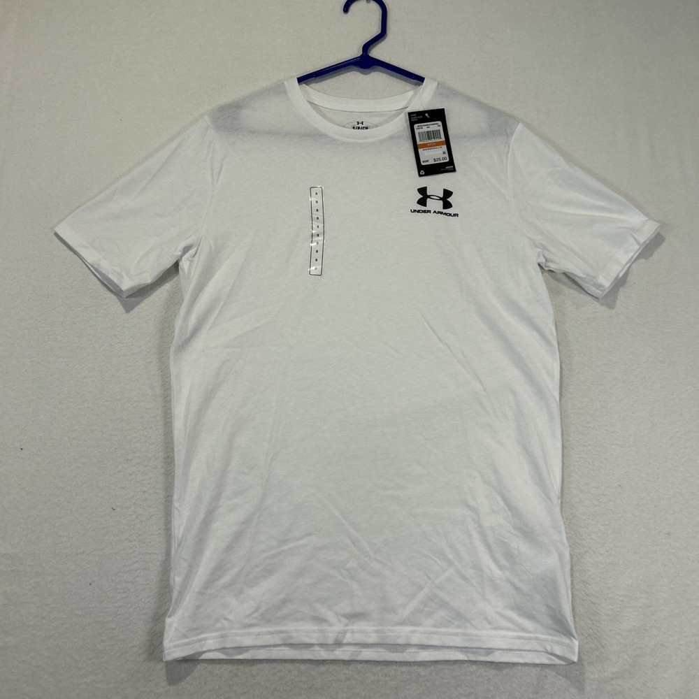 Under Armour Men’s Small Tshirt Sport style Logo White 1326799 workout gear